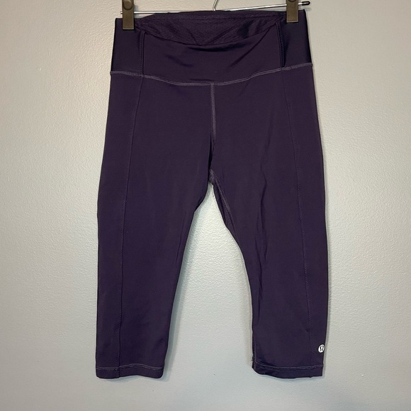 Lululemon Clip-In Crop Leggings 16" in Black Grape size 6 cycling biking - Picture 8 of 14